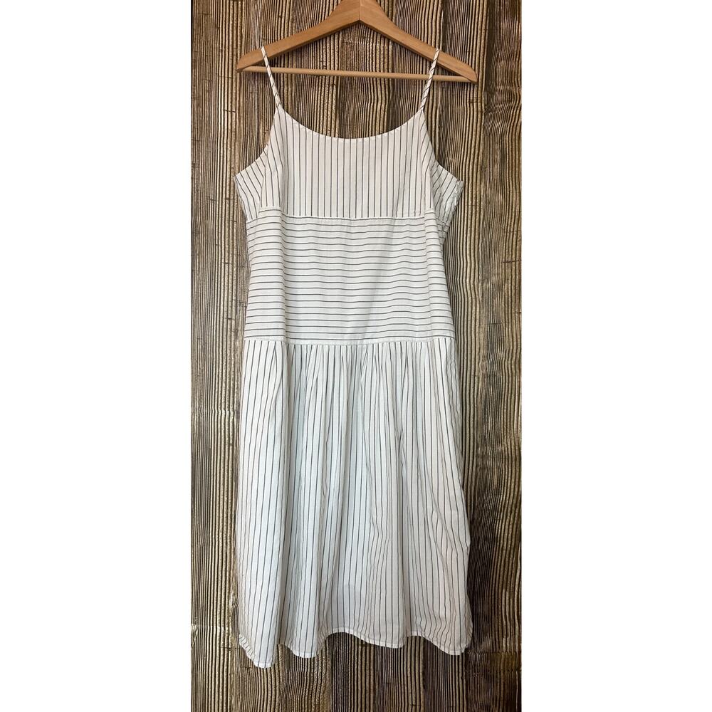 Madewell Dress Tiered Cotton Beachy Vacay Preppy Striped Coastal Pockets‎ Sz 12